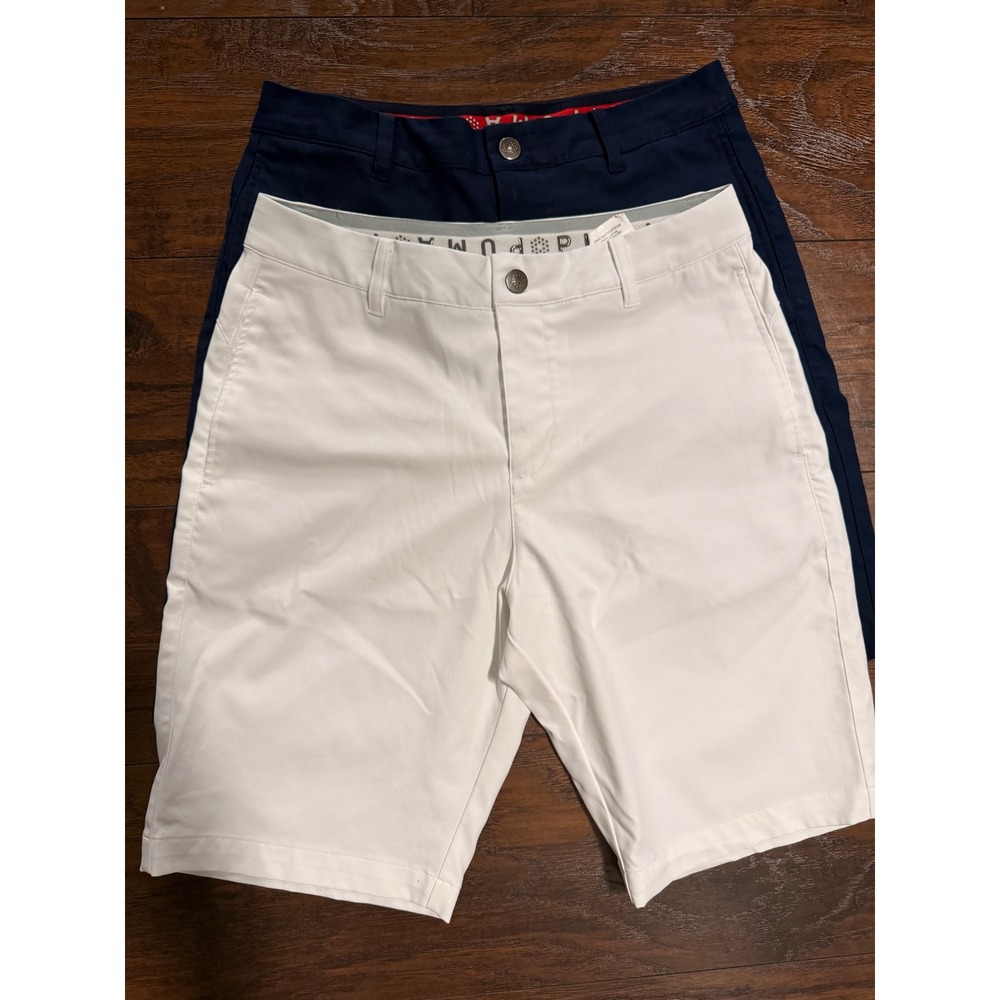 Lot of 2 Puma Golf Shorts Mens 30 Navy Blue White Performance Flat Front Tech